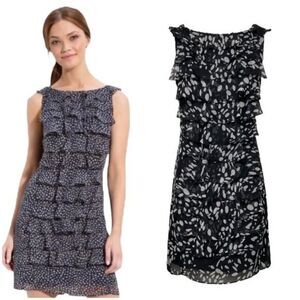 Adrianna Papell Sleeveless Black & White Tiered Ruffle Mini Dress Size 6